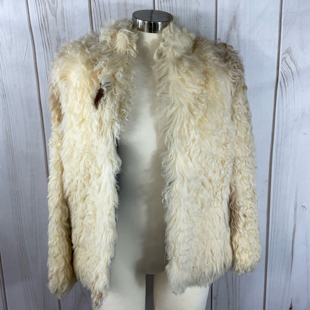 Cream Teddy Jacket With Plush Fur And Open Front